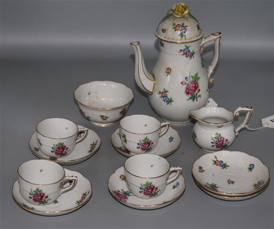 A Herend floral-decorated part coffee service (13-piece including pot)